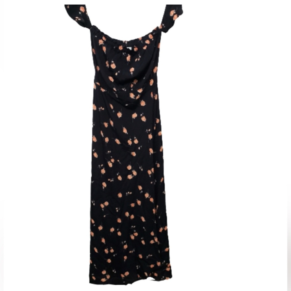 FLYNN SKYE OFF THE SHOULDER BLACK FLORAL MAXI DRESS